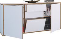 Vcm Houten ladekast dressoir highboard dressoirkast kantoormeubilair Salia breedte 160 cm lade draaideuren