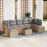 vidaXL Tuinbank Set Beige en Grijs Polyrotan