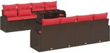 vidaXL Tuinbank Set 9 stuks Bruin Polyrattan