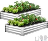 VEVOR 2-Pack Verzinkte Verhoogde Tuinbedden, 180 x 90 x 30 cm, Zilver