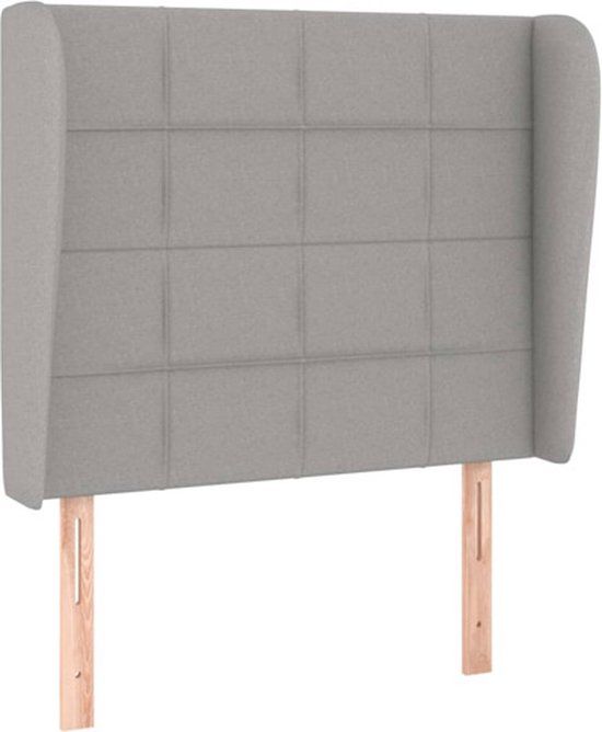 vidaXL Hoofdbord met randen 103x23x118/128 cm stof lichtgrijs
