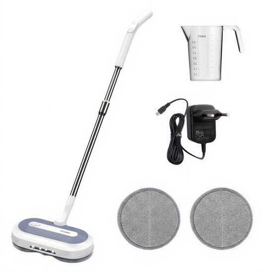 Vapore Elektrische Dweil Draadloos - 150×150 RPM Dual Rotatie - 40 min Accu - LED Verlichting - Vloerreiniger - Alle Harde Vloeren - Stil 77.5 dB - Dweilsysteem met Spray