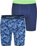Happy Shorts Langer Boxer Jersey Mannen Hawaii Leaves Effen 2 stuks XL