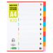D.RECT K10 9398 Tabbladen voor mappen DIN - A4 | scheider verschillende kleuren 10 - delig van karton 1-10 9398