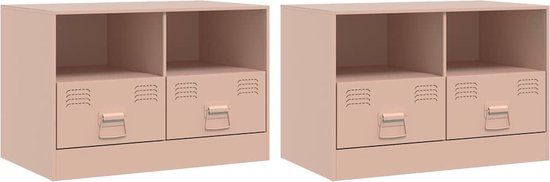 vidaXL Tv-meubelen - Set van 2 - 67x39x44 cm - Staal - Roze