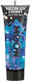 Moon Creations - Moon Glow - Neon UV Chunky Glitter Gel Glitter Make-up - Blauw