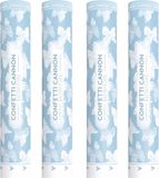 Partydeco Confetti shooter/kanon - 4x - papier - witte vlinders - 40 cm - feestartikelen bruiloft/huwelijk