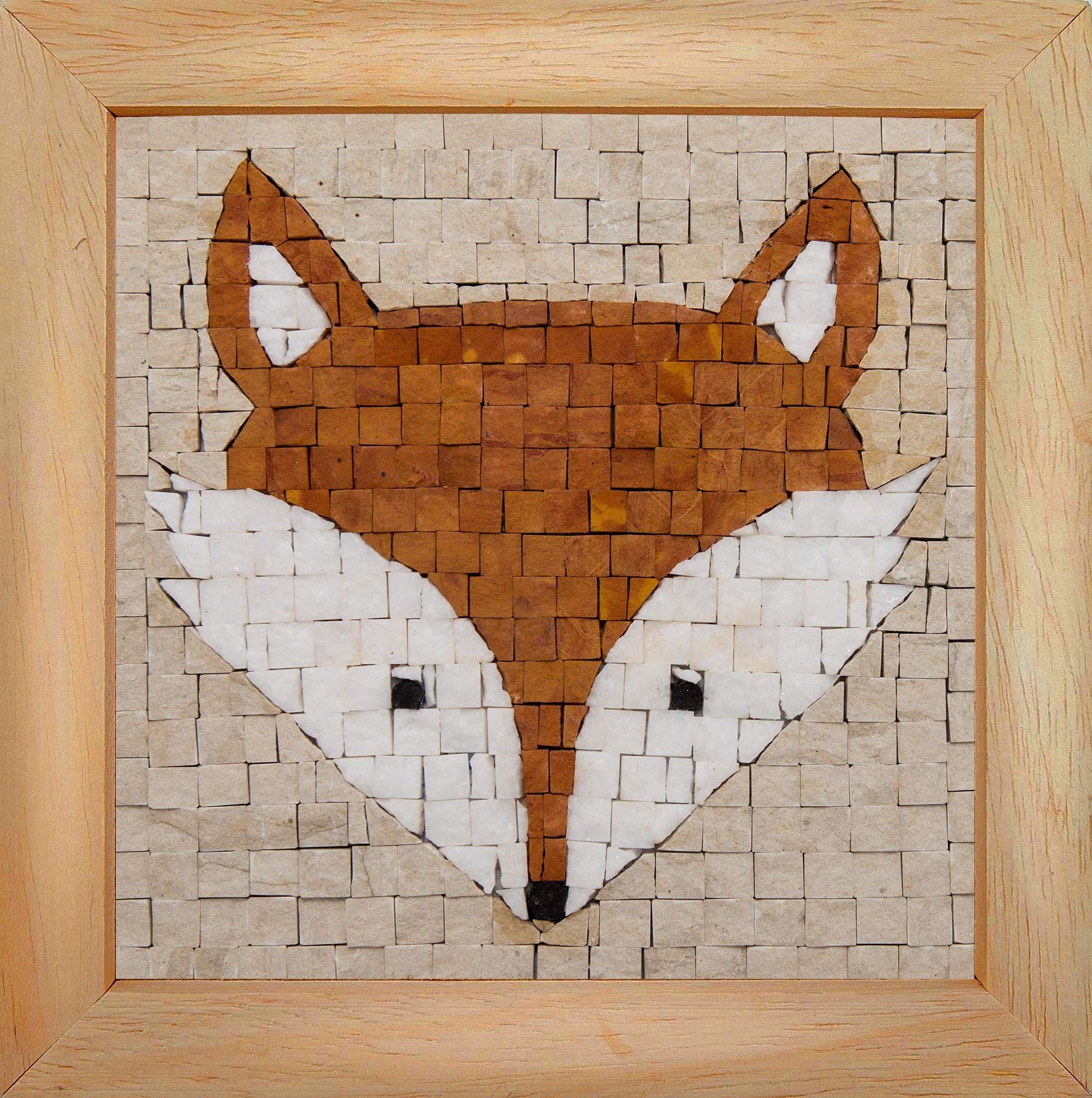 Mozaiek maken van natuurstenen - mosaikit - Vos met lijst - 6192459602653