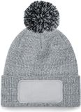 Beechfield Snowstar® patch beanie B443 - Heather Grey / Black - One size