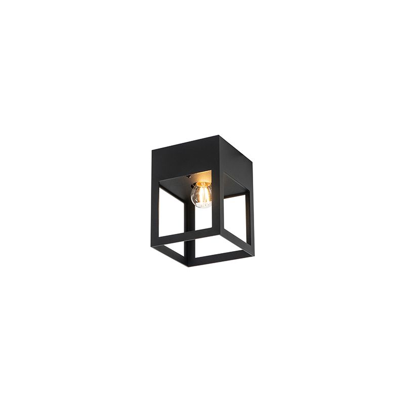 QAZQA Cela - Plafondlamp - Zwart - Aluminium - E27