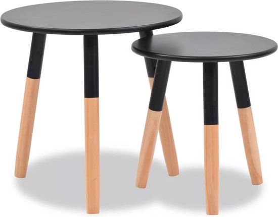 Bijzettafel Set Sedilo Zwart - Set van 2 - Rond - Scandinavisch & Basic
