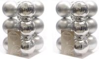 Decoris Kerstballen - 24 stuks - Zilver - 6 cm - Kunststof - Mat/Glans