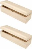 Merkloos Langwerpige houten opbergdoosjes - Set van 4 - 20 x 6 x 6 cm - Houtkleur