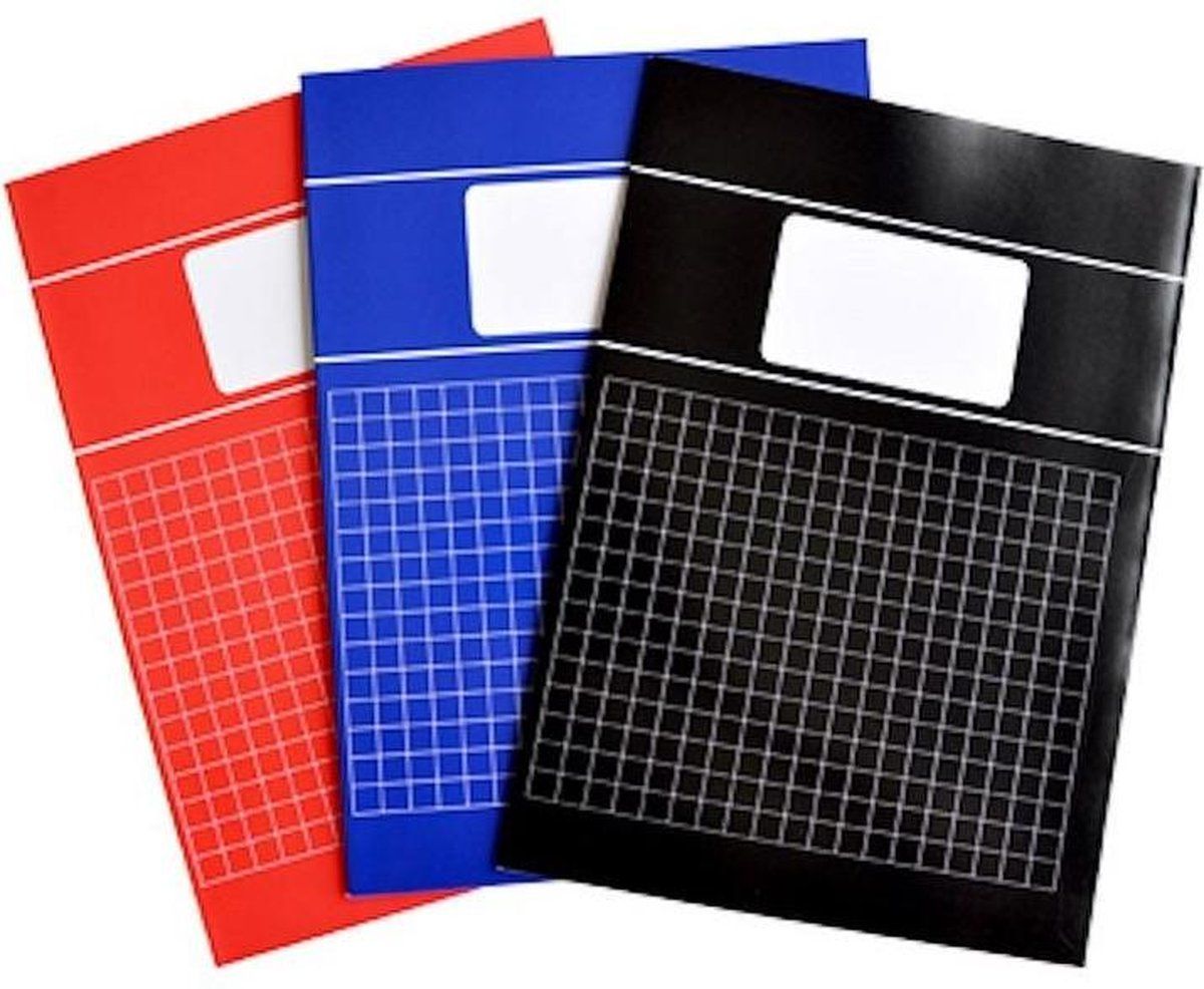 Verhaak 5-pak schriften - Ruit 10mm - A4 Formaat - Basic - Rood / Blauw / Zwart