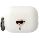 Karl Lagerfeld Étui Karl Lagerfeld, silicone, tête Karl 3D, pour AirPods Pro 2 - Blanc