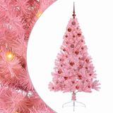 vidaXL - Kunststof - Voorverlichte - Kerstboom - met - 150 - LED - Roze - 150 - cm - PVC