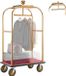 Vevor Chariot à bagages d'hôtel en acier inoxydable, chariot à bagages robuste de 544,31 kg avec roues en caoutchouc de 8 pouces, chariot d'hôtel avec tapis rouge et tringle à vêtements, chariot à bagages commercial pour hôtels et centres de villégiature, doré