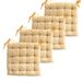 Atout Ciel Set van 4 stoelkussens, vierkant, tweekleurig, 40 x 40 cm, geel bedrukt/effen