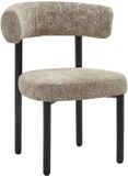 Vente-unique Set van 6 stoelen in getextureerde stof en zwart metaal - Beige en wit - SELORIN