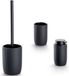 Zeller set de salle de bain/toilettes - 3x pièces - noir - design à rayures - céramique