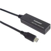 PremiumCord USB-C verlengkabel met Repeater M/F, mannelijk naar bus, USB 3.2 Gen 1, 5 Gbit/s, kleur zwart, lengte 10 m