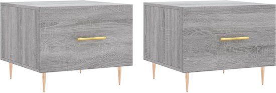 vidaXL Salontafels 2 st 50x50x40 cm bewerkt hout grijs sonoma eiken