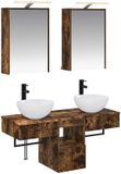 vidaXL Badkamerkast - set - 5 - st - Gerookt - eiken - Bewerkt - hout