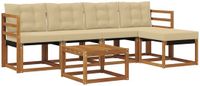 vidaXL - Acacia Hout Bank Loungeset - 5 Zitplekken - Natuurlijk en Beige