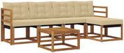vidaXL - Banc en bois d'acacia - Ensemble de salon - 5 places - Naturel et beige