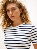 Tommy Hilfiger Dames T-shirt - Katoen - Maat M - Zwart/Wit