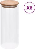 Icecat Pots de rangement avec couvercle en bambou 6 pcs 1000 ml verre