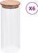 Icecat Pots de rangement avec couvercle en bambou 6 pcs 1000 ml verre