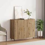 vidaXL Dressoir Artisan Eiken 90 x 34 x 80 cm Bewerkt hout