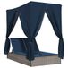 vidaXL - Ligbed - tweepersoons - met - dak - en - gordijn - poly - rattan - grijs