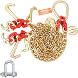 VEVOR Trekketting met haak RTJ, draagvermogen 4898 kg, ketting V-flens G80 met grijphaak, 8 mm x 90 cm