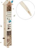 Merkloos Relaxdays Insectenhuis op paal - 148 cm hoog - Hout - Groot - Vlinderhuis - Bijenhotel