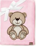Be Mammy Babydeken - Dekbed - Kinderdeken - Wiegdeken - Dekentje Baby - 76 x 102 cm - Poeder roze - beer