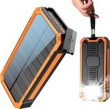 Oplader op zonne-energie, 20.000 mAh, PD20W, externe batterij, zonne-powerbank, draagbare oplader, USB C, snel opladen, compatibel met telefoon, tablet