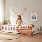 en.casa Lit enfant avec matelas Tanna 90x200 cm blanc
