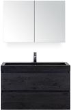 BES LED Maxx XL Badmeubelset 100 cm - Black Oak - Wastafel Lucca 1 Kraangat met Spiegelkast