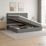 vidaXL Opslag bed met matras Donkergrijs 200 x 200 cm Stof