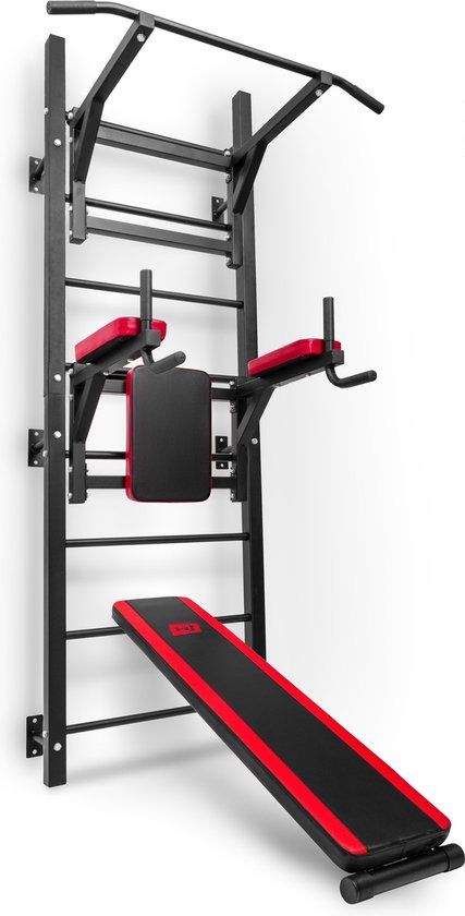 Hop-Sport HS-1008K – Turnwand – met Dipstation – Optrekstang – Buiktrainer