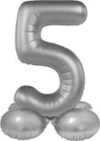 Folat Staande Folieballon Cijfer 5 - Moonlight Silver - Satin Gloss - 72 cm
