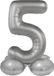 Folat Staande Folieballon Cijfer 5 - Moonlight Silver - Satin Gloss - 72 cm