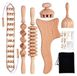 Rouleau de massage professionnel - Ensemble d'appareils de massage en bois - Drainage lymphatique - Soulagement des douleurs musculaires - Anti-cellulite - 6 pièces