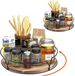 WOOD 2 pièces plateaux tournants, plateaux tournants en bois avec tapis antidérapant, organisateur de réfrigérateur, plateau tournant pour réfrigérateur, cuisine, salle de bain, commode, étagère à épices et plus (25,4 cm + 22,9 cm)