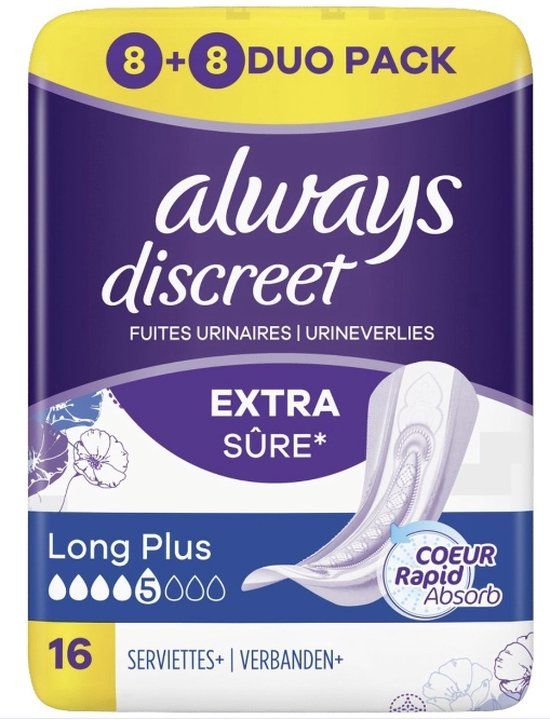 Always Discreet Maandverband Long Plus - 16 Stuks