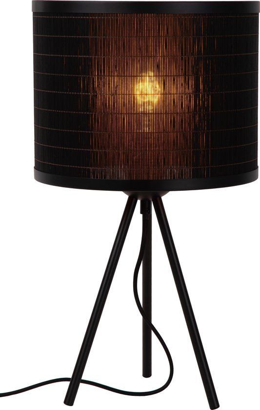 Lucide TAGALOG Tafellamp - Ø 26 cm - Zwart - Bamboe