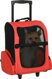 PawHut 2-in-1 rugzak en trolley hond, reisrugzak huisdier, Rood