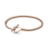 PANDORA Armband Moments "Gravierbares Herz" T-Verschluss 14k rosévergoldet 589285C00 23 cm